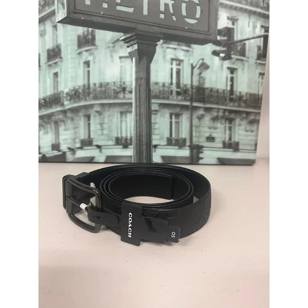 Coach F55157 Harness Buckle Black Reversible Belt Cut To Size 38mm - Picture 2 of 6